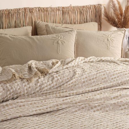 Prekrivač + Set posteljine Palma krem boja