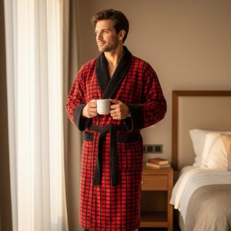 Kocka Bade mantil Pamuk - L - Veličina Bordo boja