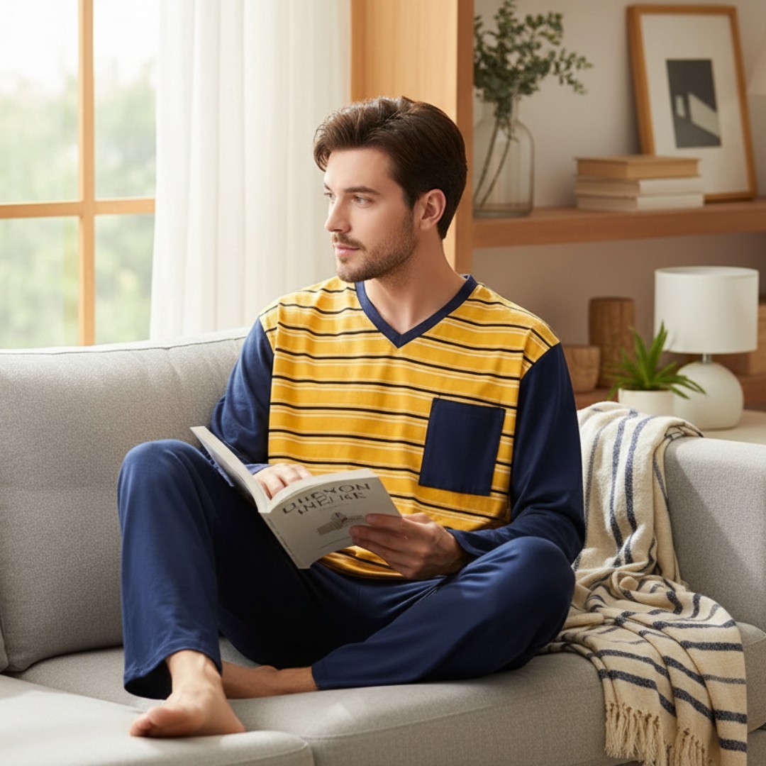 Muška pidzama-komplet M veličina Žuta boja