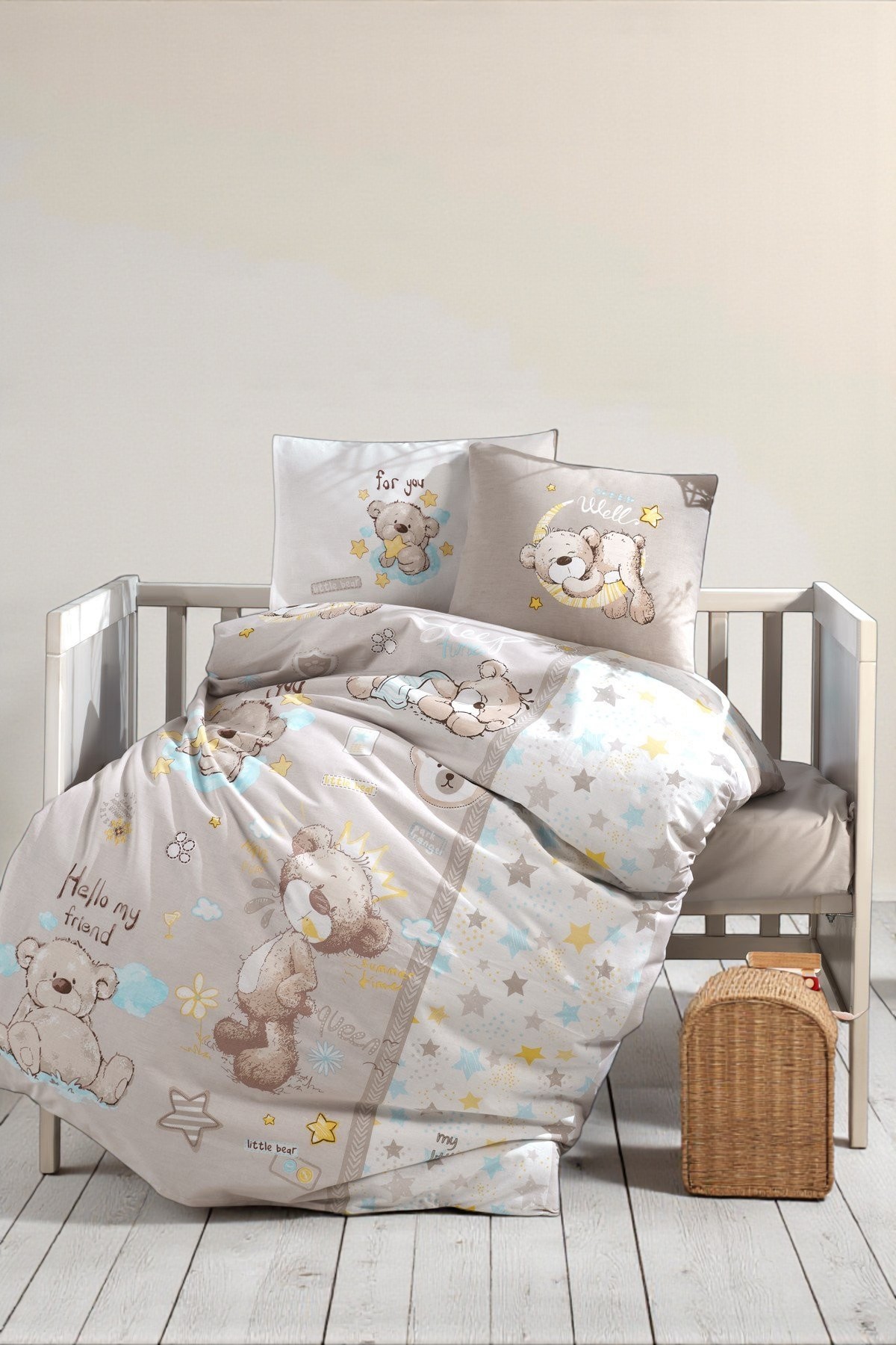 Bebi posteljina od 100% pamuka - Litlle Bear - savršena udobnost za miran san